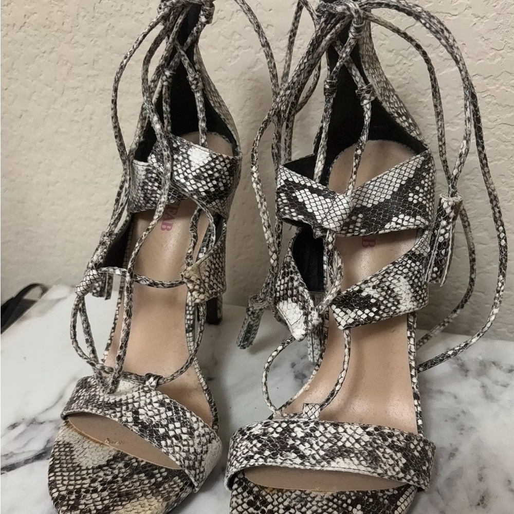 JustFab Black and White Snakeskin Heels